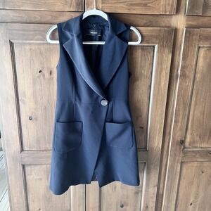 ZARA BASIC-Women's Navy Blue Sleeveless Wrap Waist Coat Size M